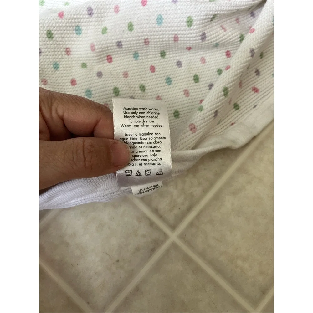 Garanimals White pastel polka dot Thermal Baby Blanket Waffle Weave 100% Cotton